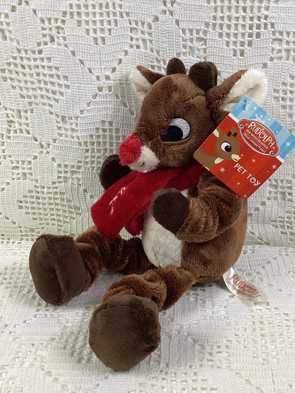 Rudolph Red-Nosed Reindeer Plush with Red Scarf Pet Toy